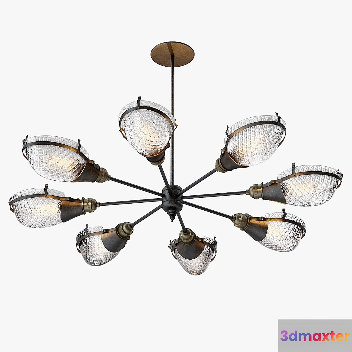 Early Style Quilted Glass Operating Room Light Chandelier
