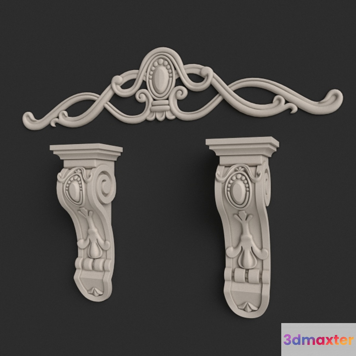 stucco elements bracket and vignette 3D Max
