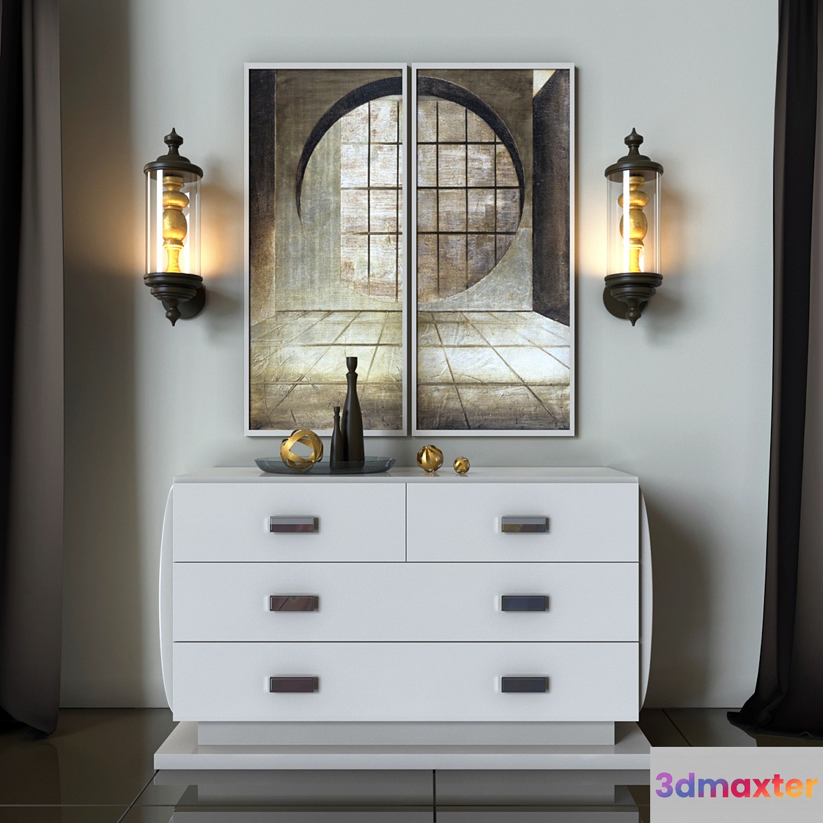 Chest of drawers and lamp Smania 3D Max