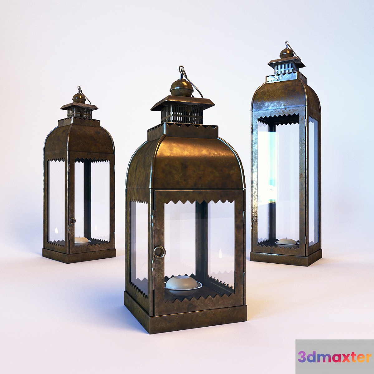 Old brass lamps 3D Max