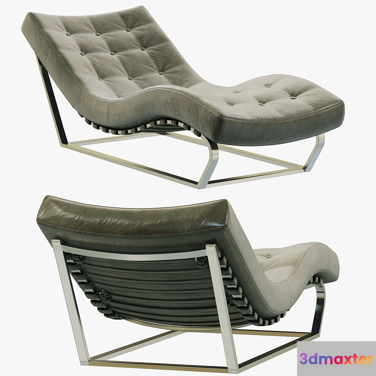 RH Modern Heath Box Leather Chaise