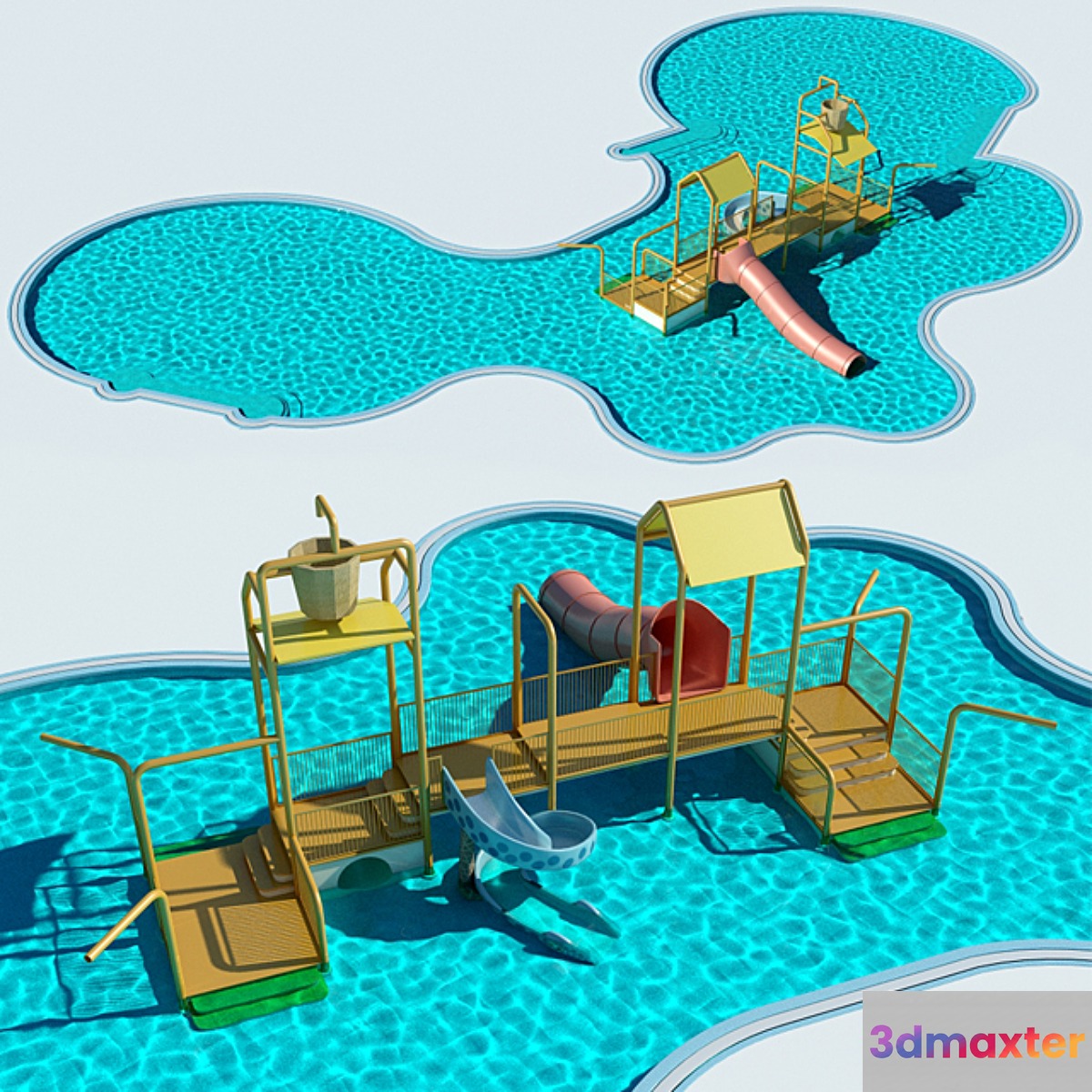 Water Tower and pool _ AquaTower_and_Waterpool 3D Max