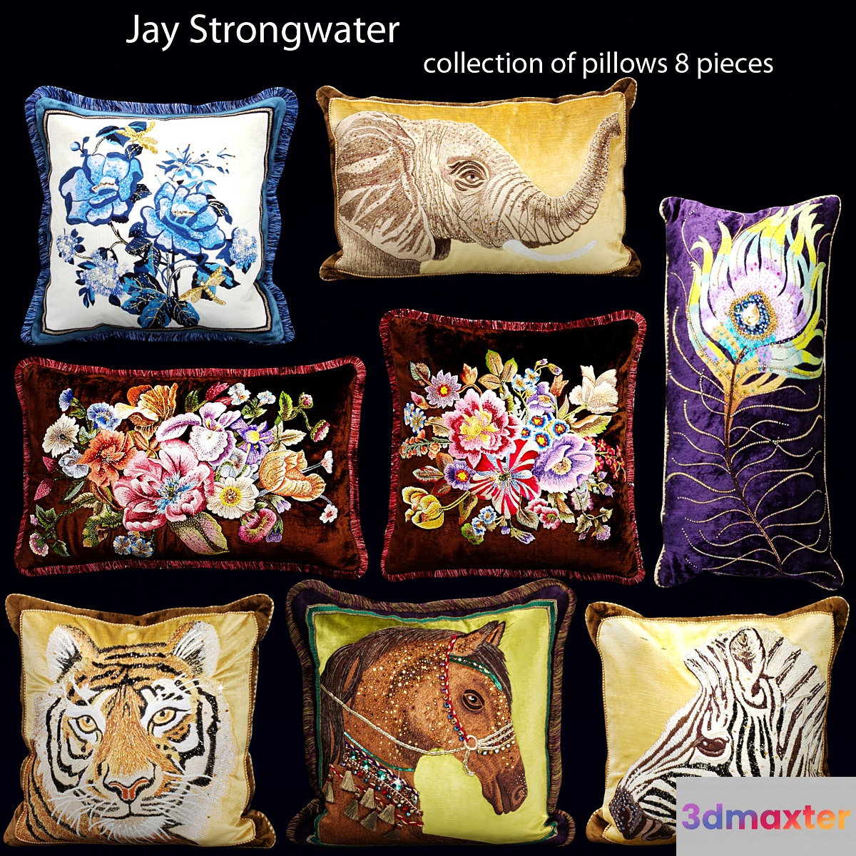 The collection of pillows from Jay Strongwater velvet pillow luxury