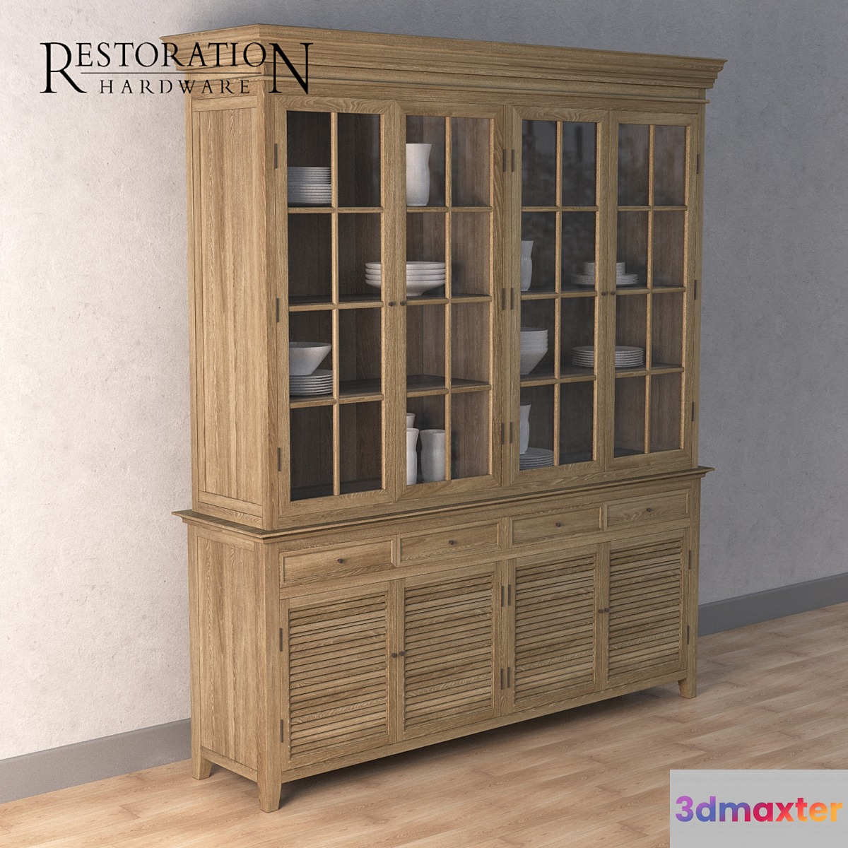 Restoration Hardware SHUTTER large buffet 3D Max