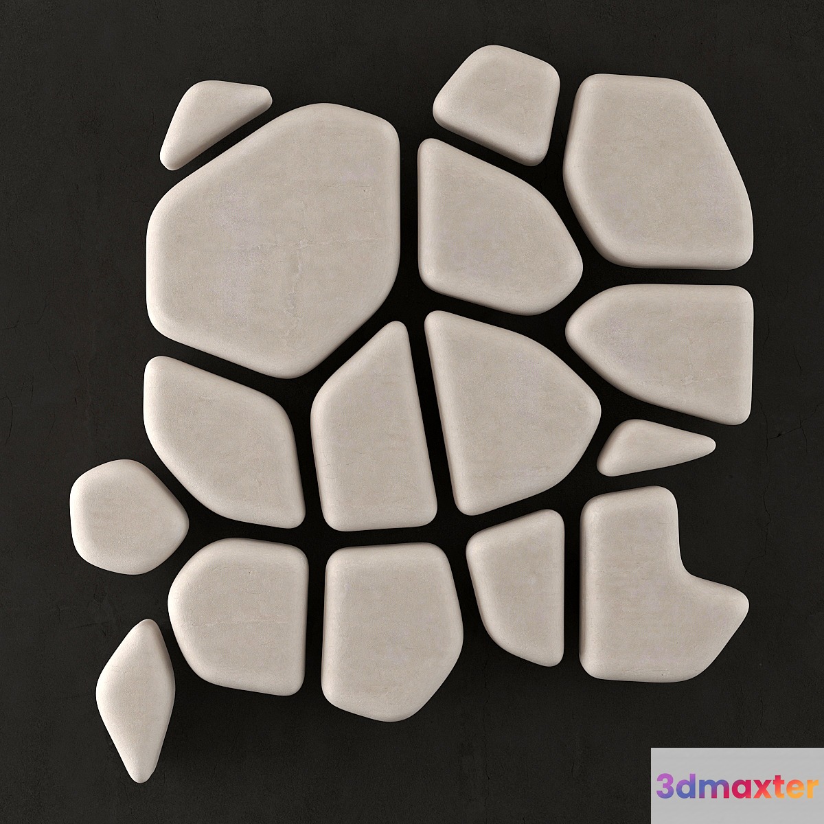 Panel of pebbles 3D Max