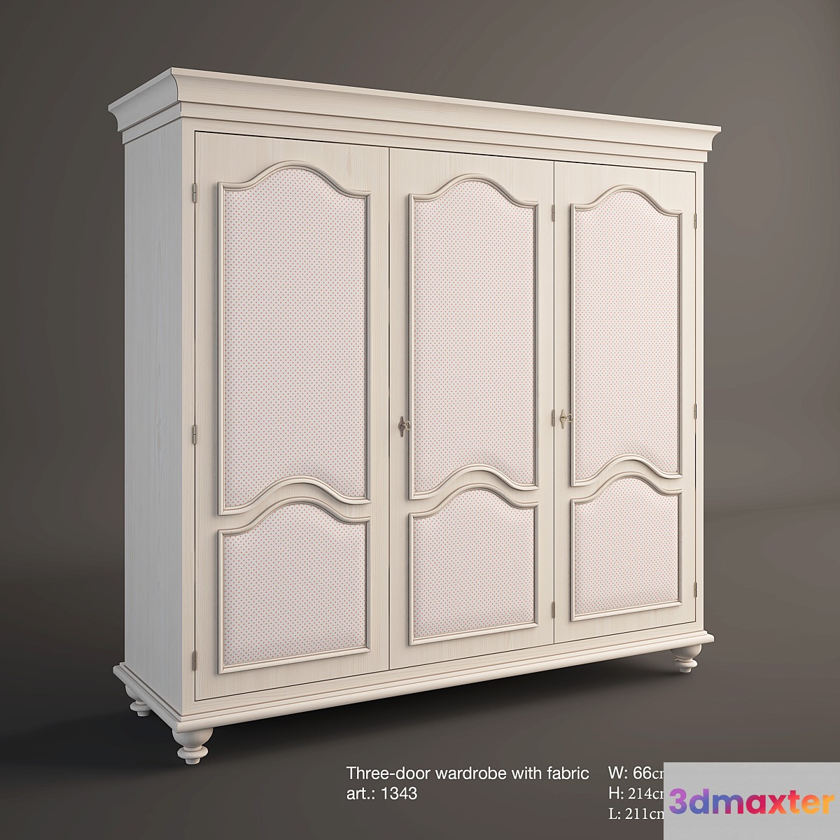 Dolfi three-door wardrobe with fabric 3D Max