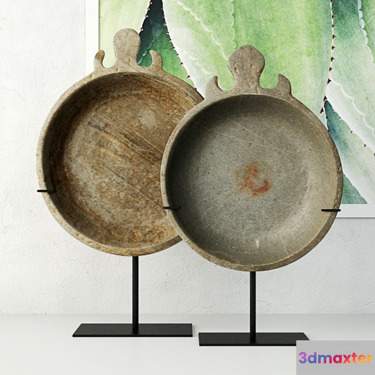 18th-19th Century Indian Stone Trays 3D Max