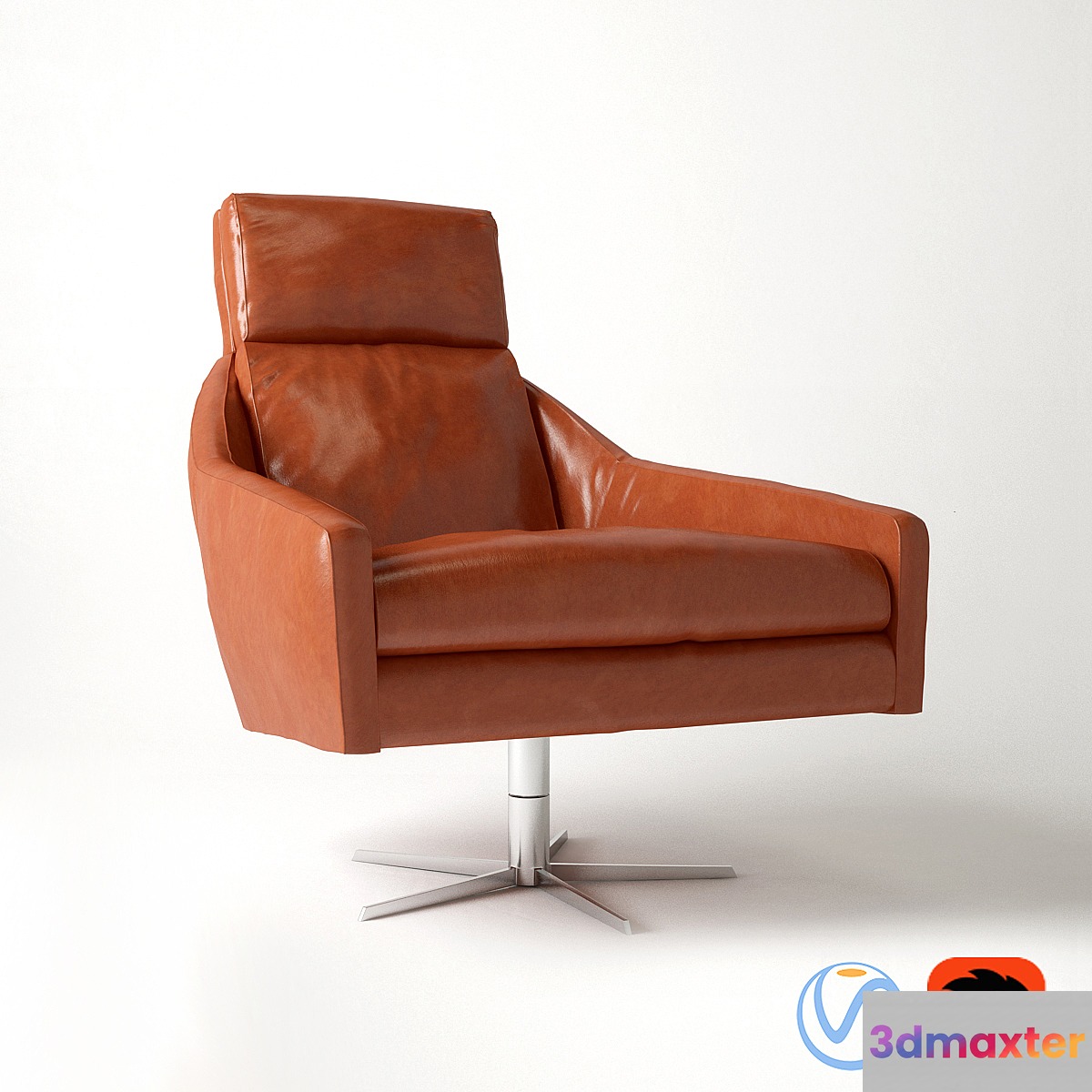 Austin Leather Swivel Armchair 3D Max