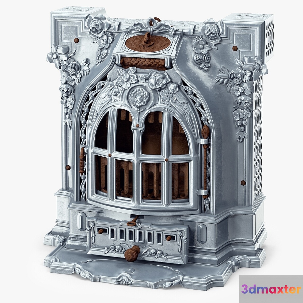 Antique Fireplace Lent Moyen Vif Salamandre 3D Max