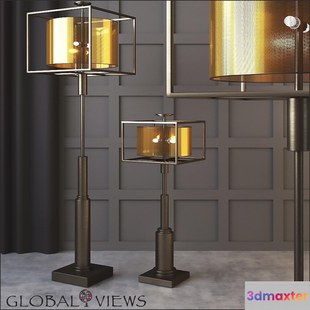 Global Views Double Shade Lamp and Floor Lamp