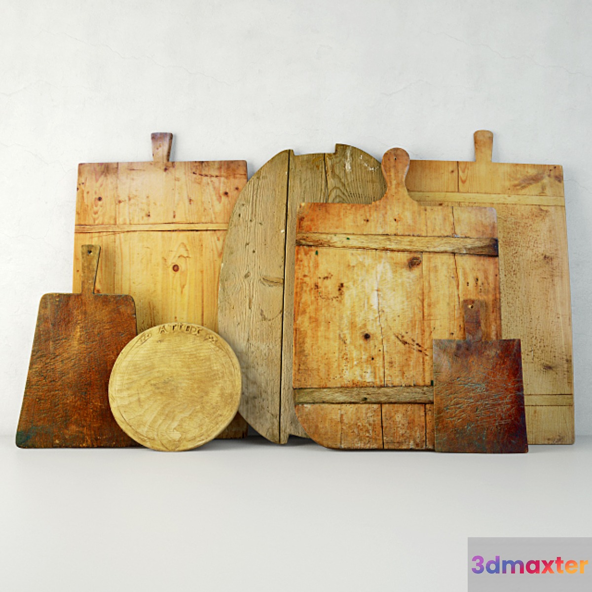 Antique Cutting Boards with Knife