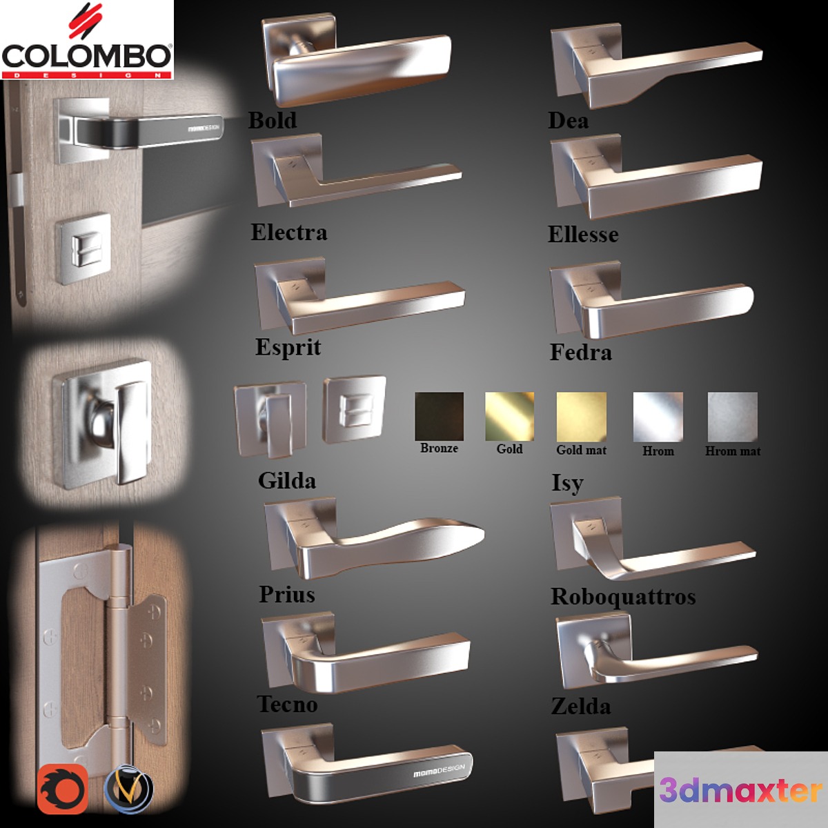 Door knobs 12 pcs. (5 colors) Colombo (part 2)