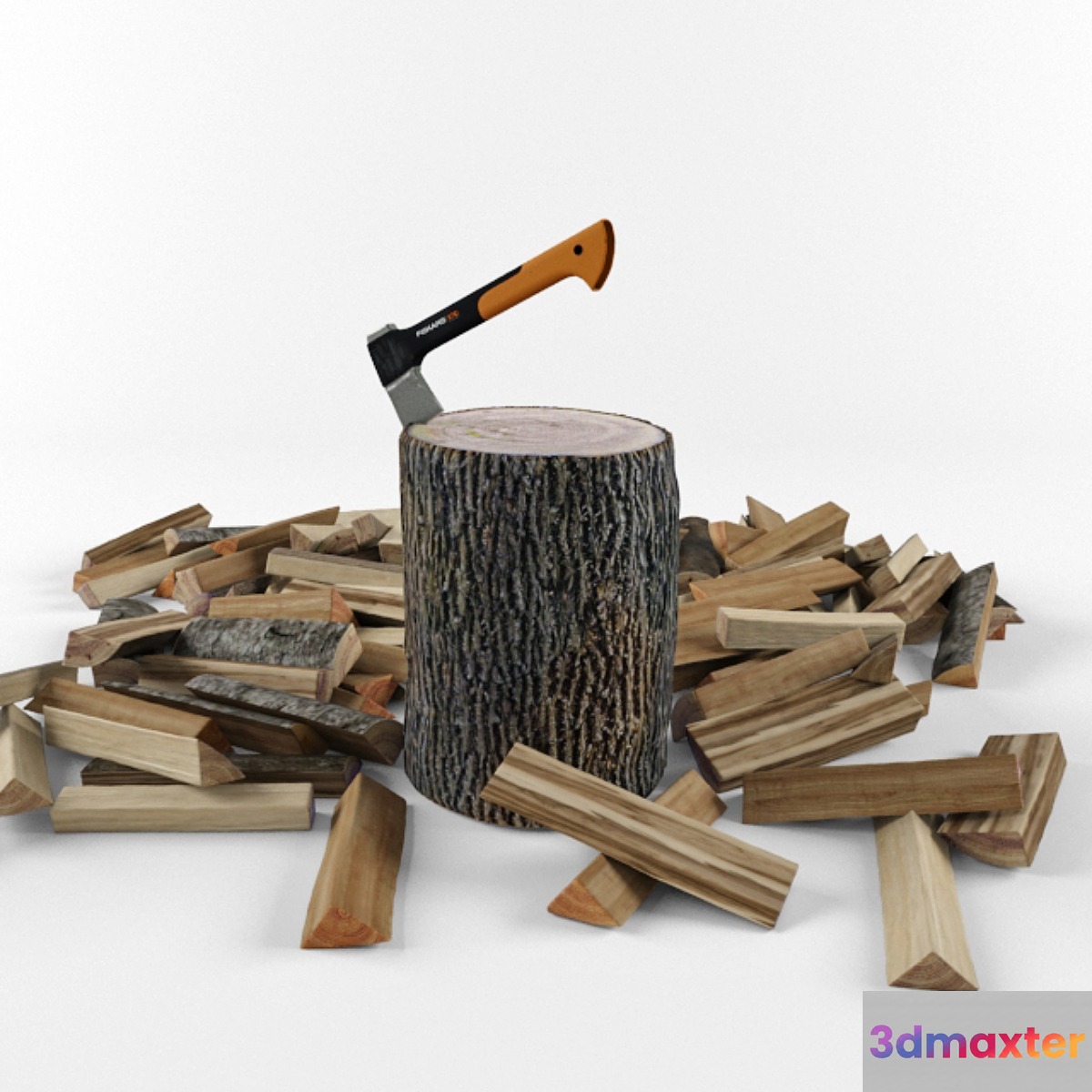 FISKARS X7 Axe and firewood