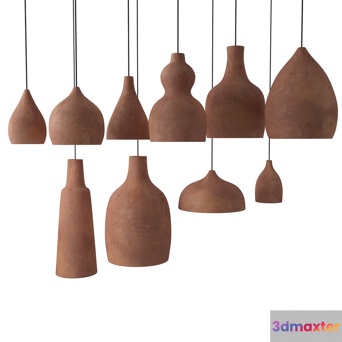 A set of lamps of clay 3D Max
