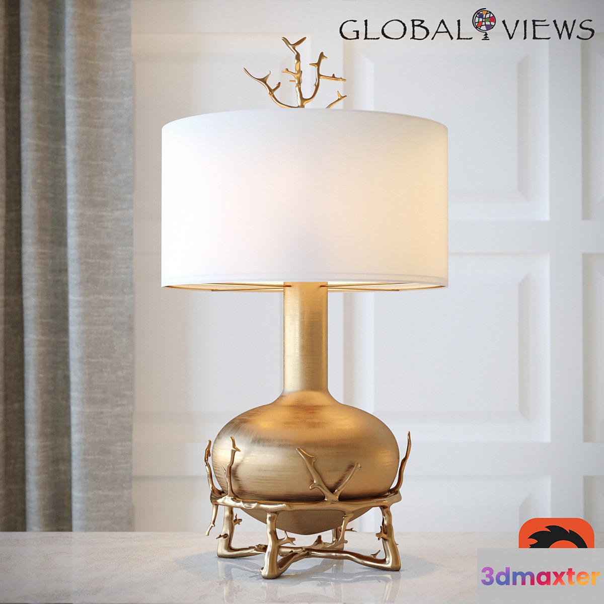 Fat Brass Twig Table Lamp