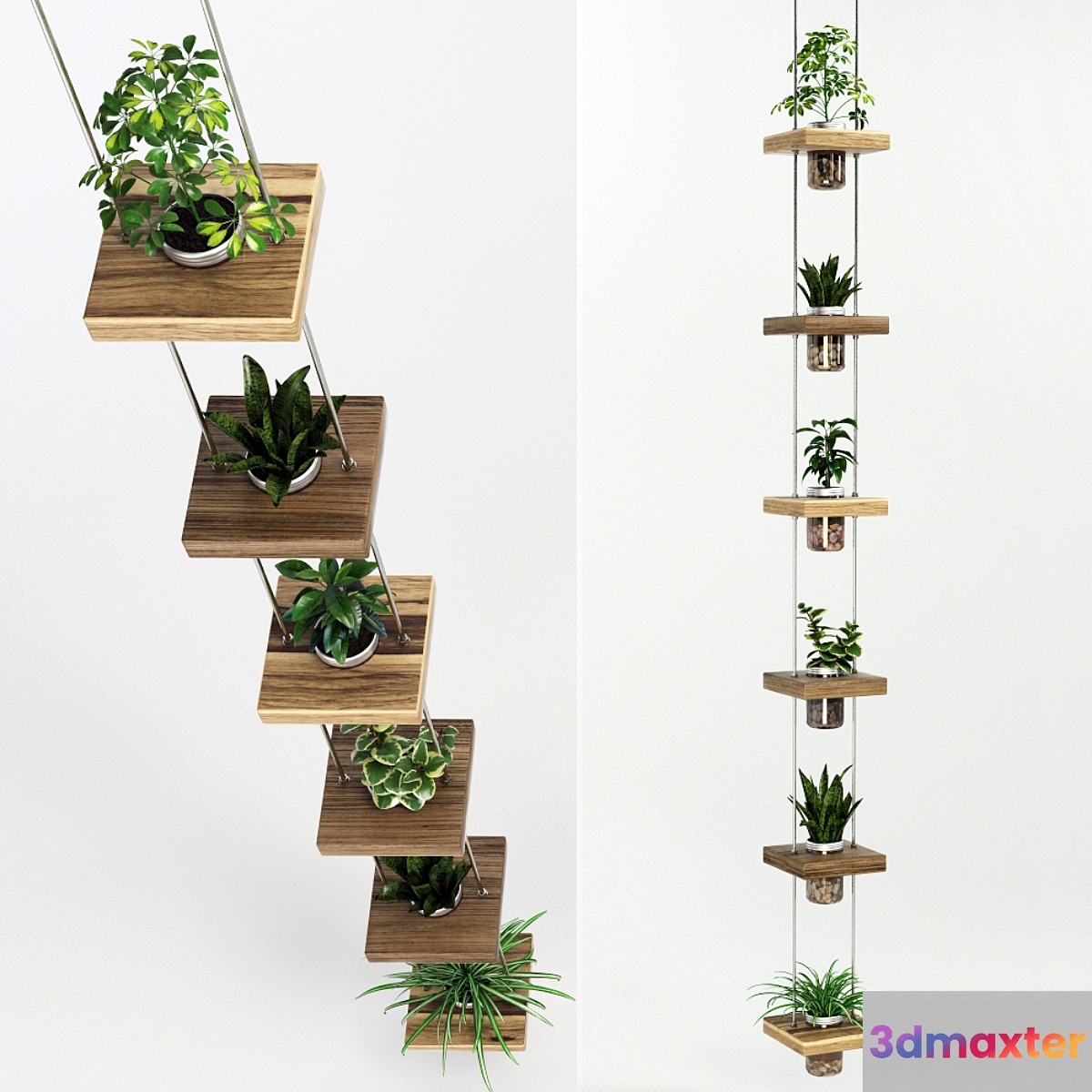 Hanging shelf with flowers