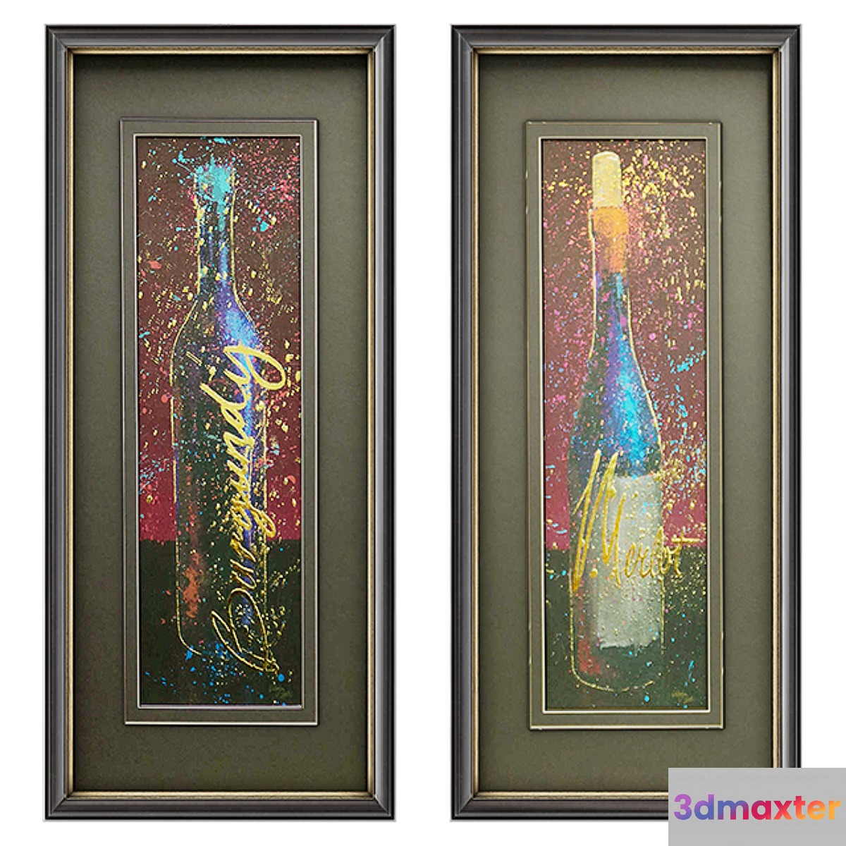 Wine Splash Framed Wall Art 3D Max