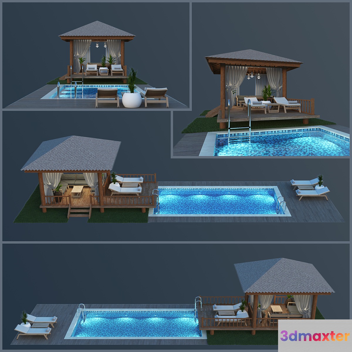 Wooden Gazebo & Swimming Pool