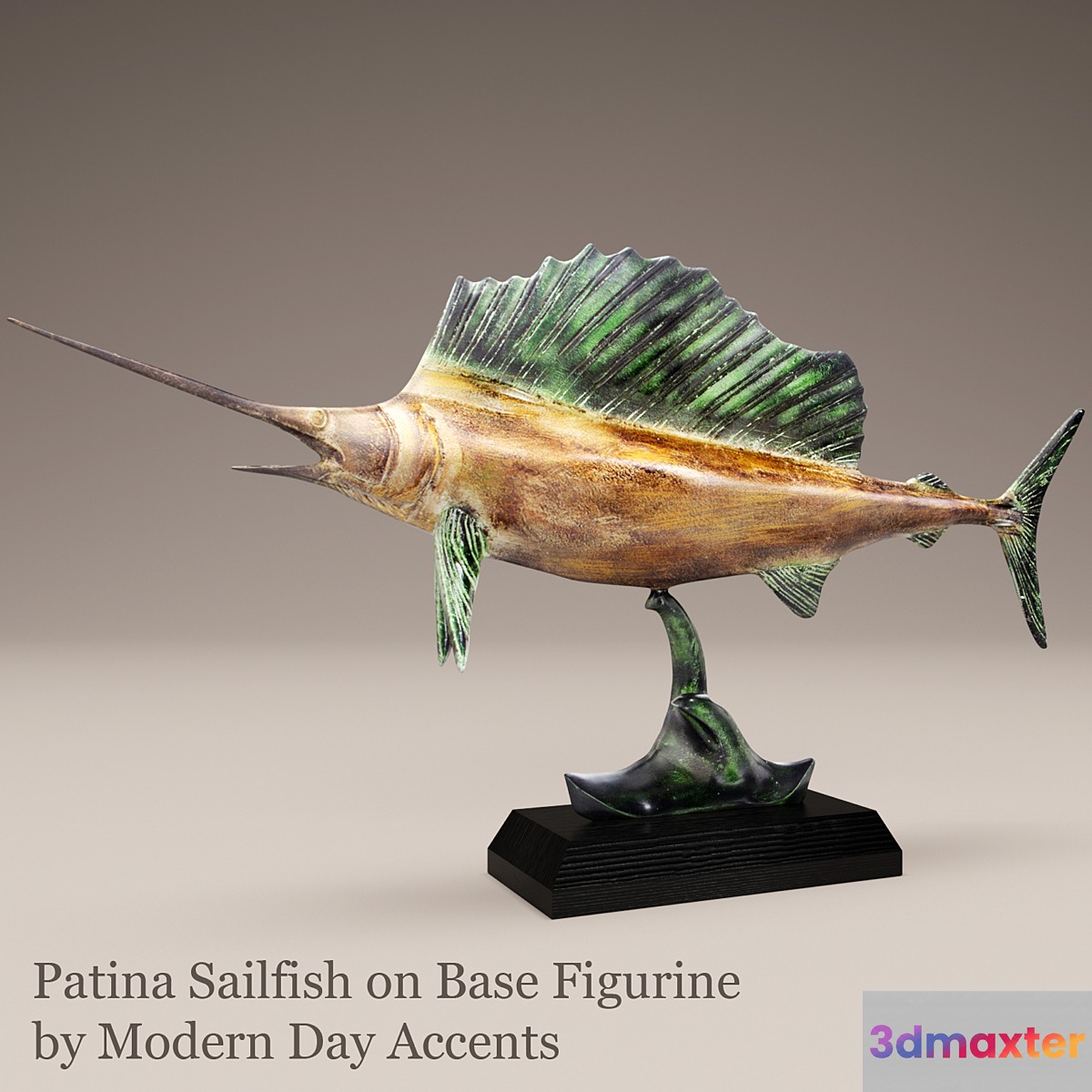 Patina Sailfish swordfish swordfish fish swordfish sculpture statue figurine sea marine wooden - No.2