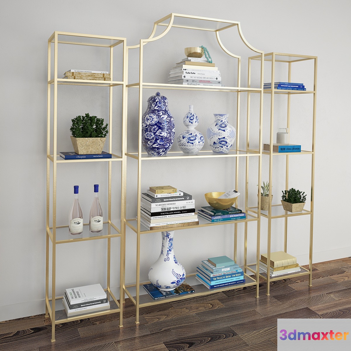 Chloe Etagere_Gold iron shelf 3D Max