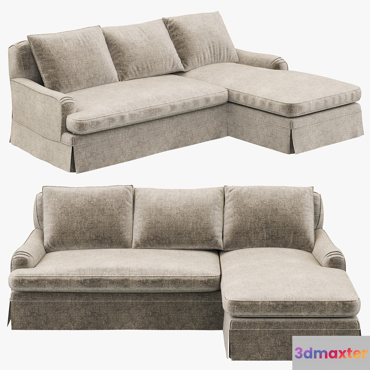 Restoration Hardware Belgian Classic Roll Arm Slipcovered Right-Arm Chaise Sectional