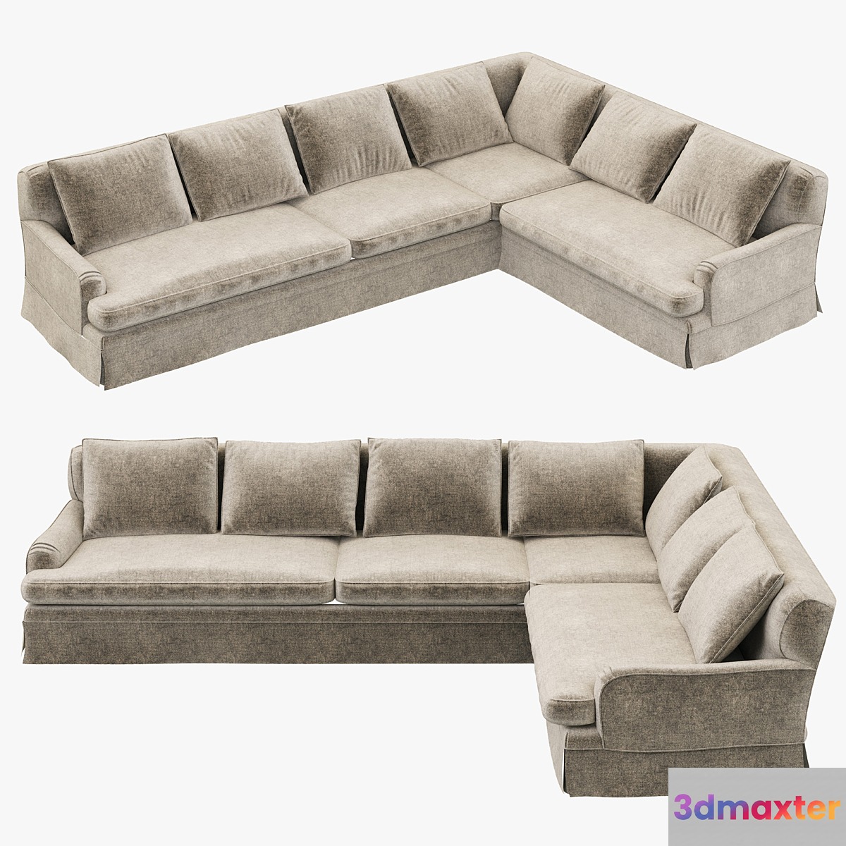 Restoration Hardware Belgian Classic Roll Arm Slipcovered Right-Arm L-Sectional