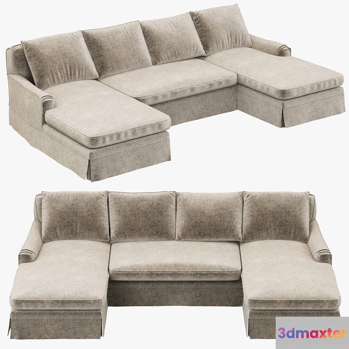 Restoration Hardware Belgian Classic Roll Arm Slipcovered U-Chaise sectional
