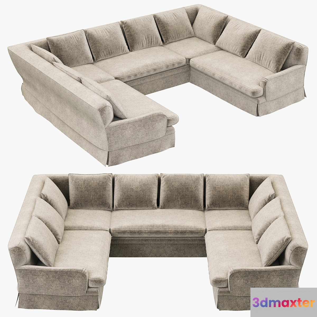 Restoration Hardware Belgian Classic Roll Arm Slipcovered U-Sofa Sectional