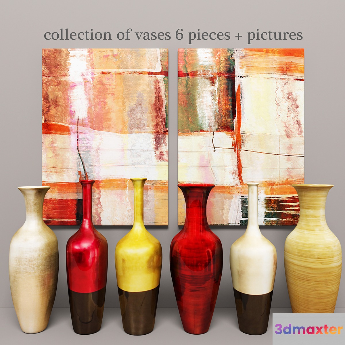 collection of vases 6 pieces + pictures 3D Max