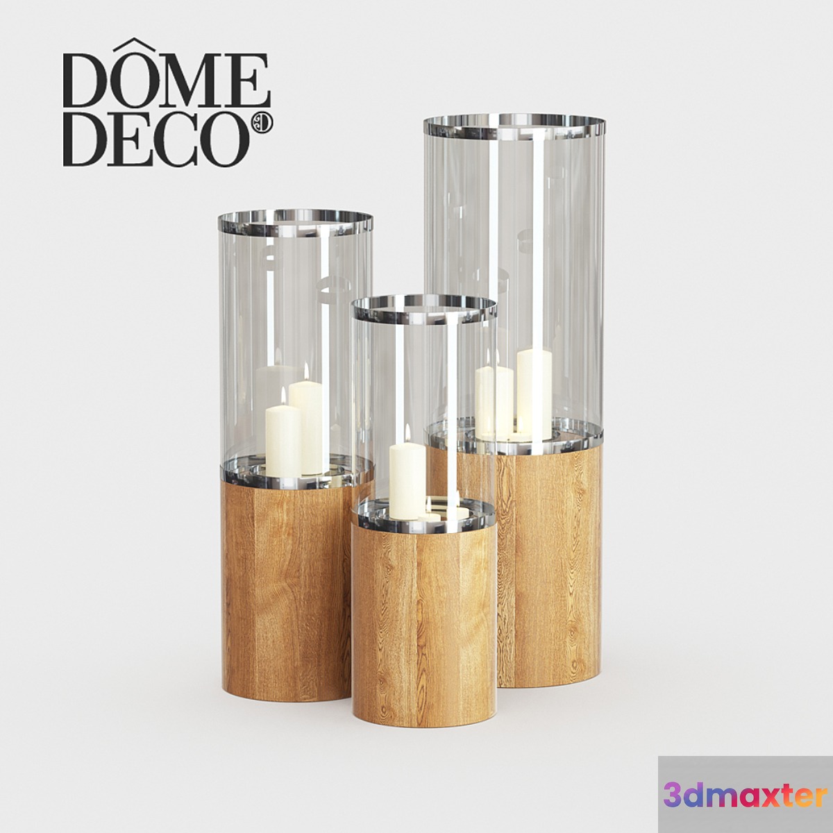 Dome deco set of candlesticks 3D Max