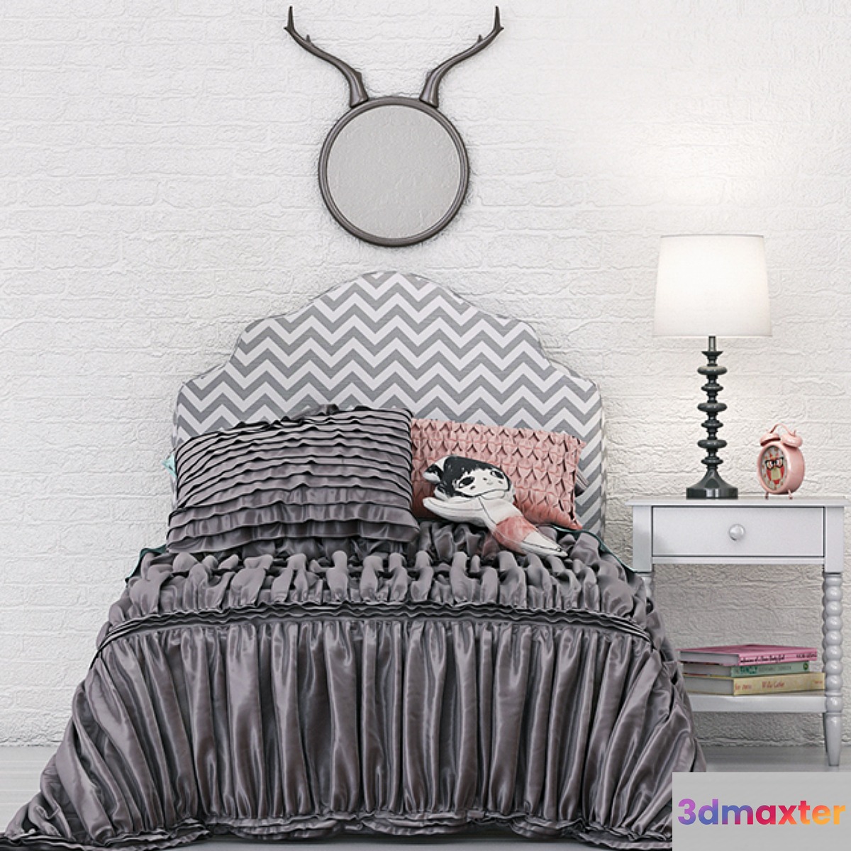 Landofnod Twin Arched Upholstered Headboard (Pattern - Zig Zag) 3D Max