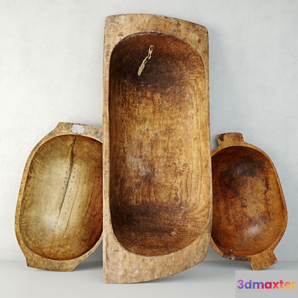 Antique Dough Bowls 3D Max