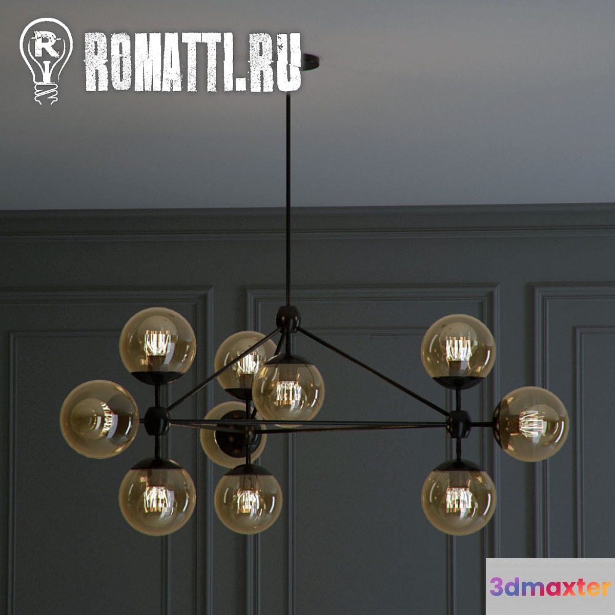 Suspension ROMATTI ROLL and HILL Modo Chandelier By Jason Miller 10 3D Max