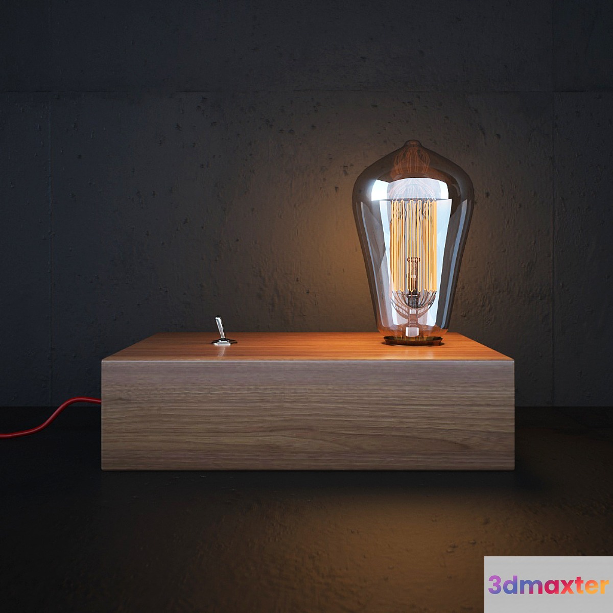 Vintage Retro Edison Wooden shade 3D Max