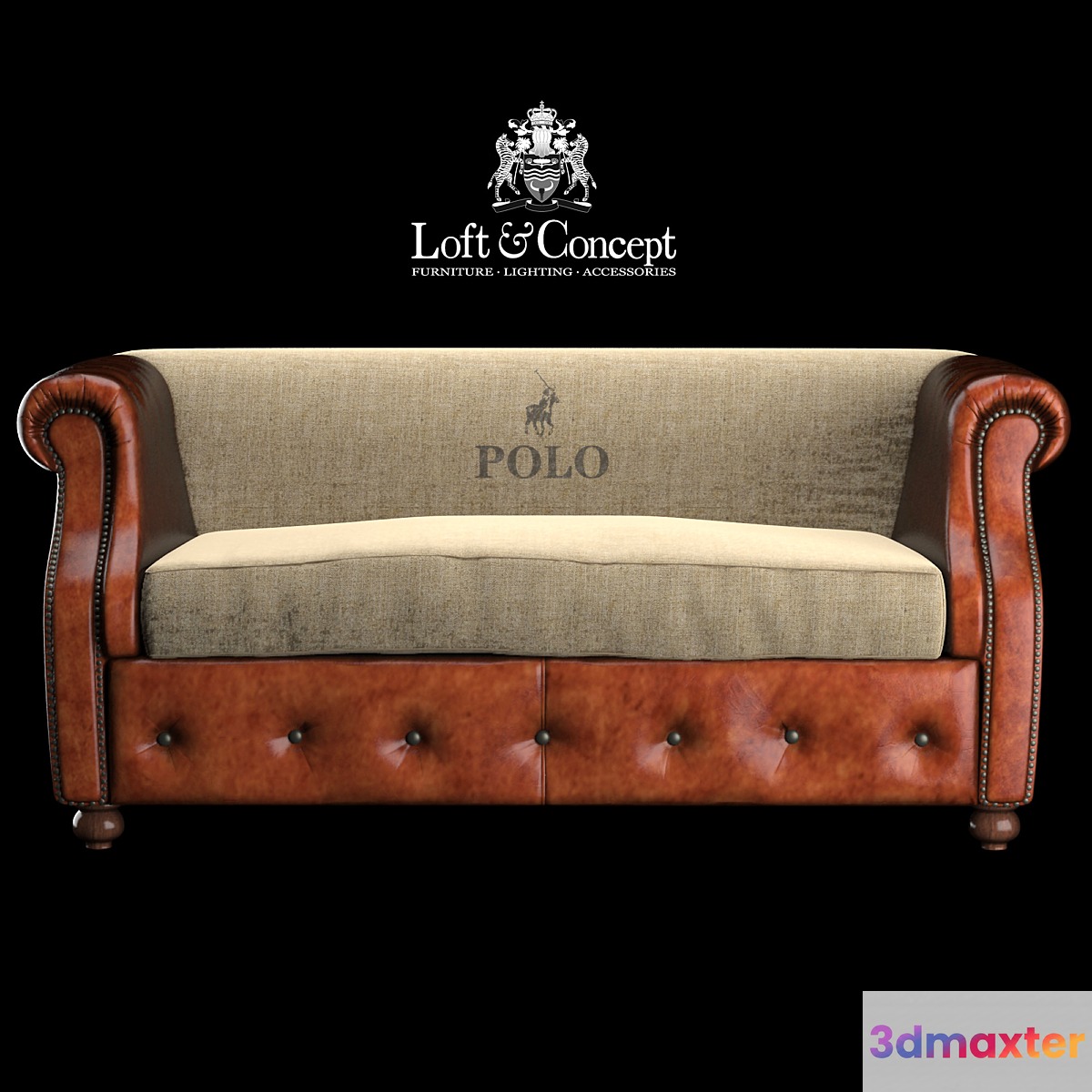 SOFA POLO BROWN LEATHER 3D Max