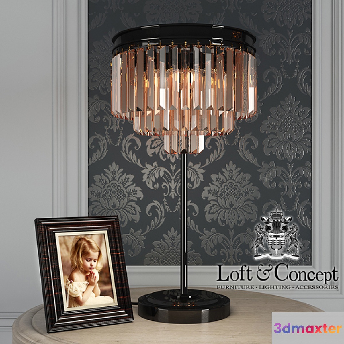 Table lamp RH 1920s Odeon Smoke Glass Fringe - No.2
