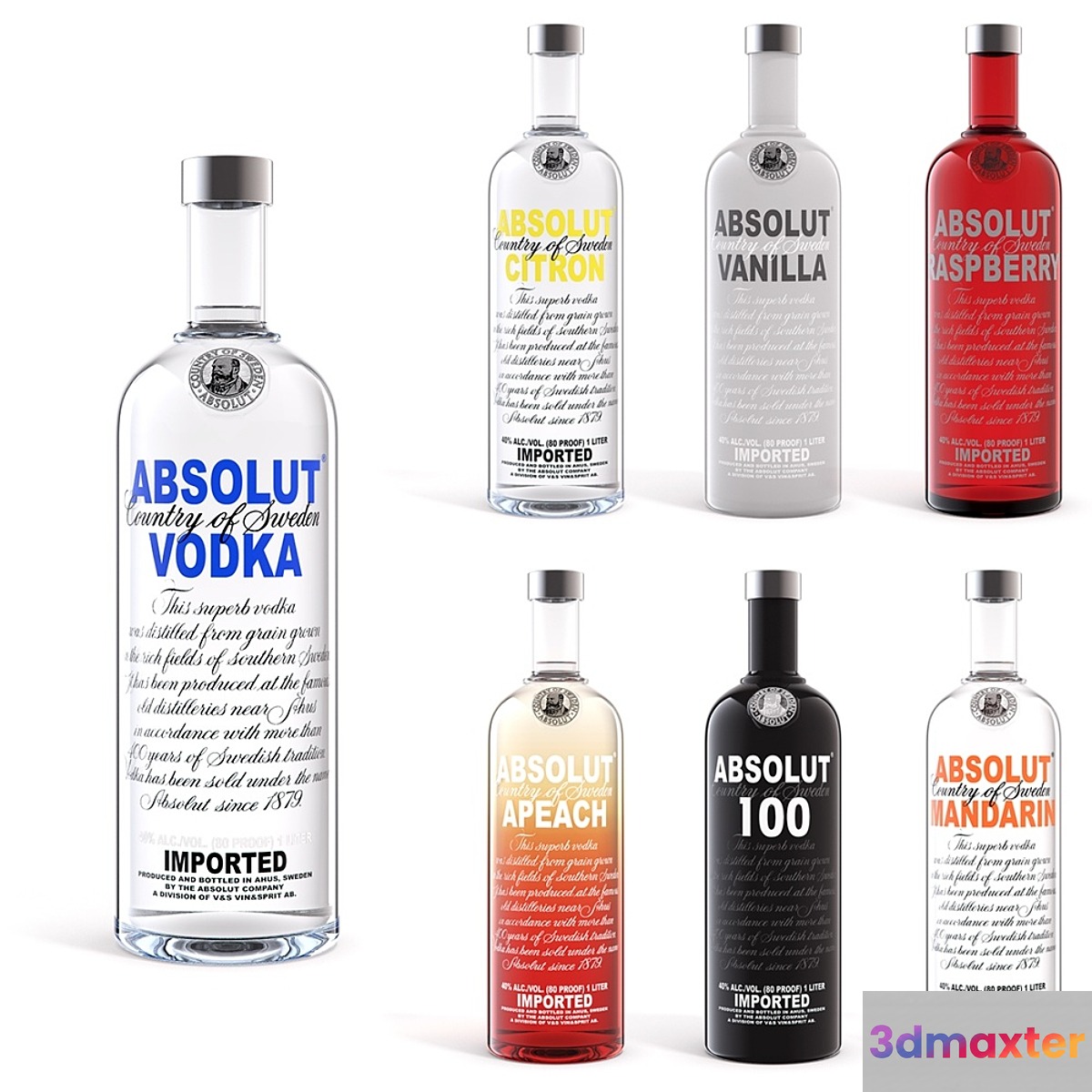 Absolut Vodka 3D Max