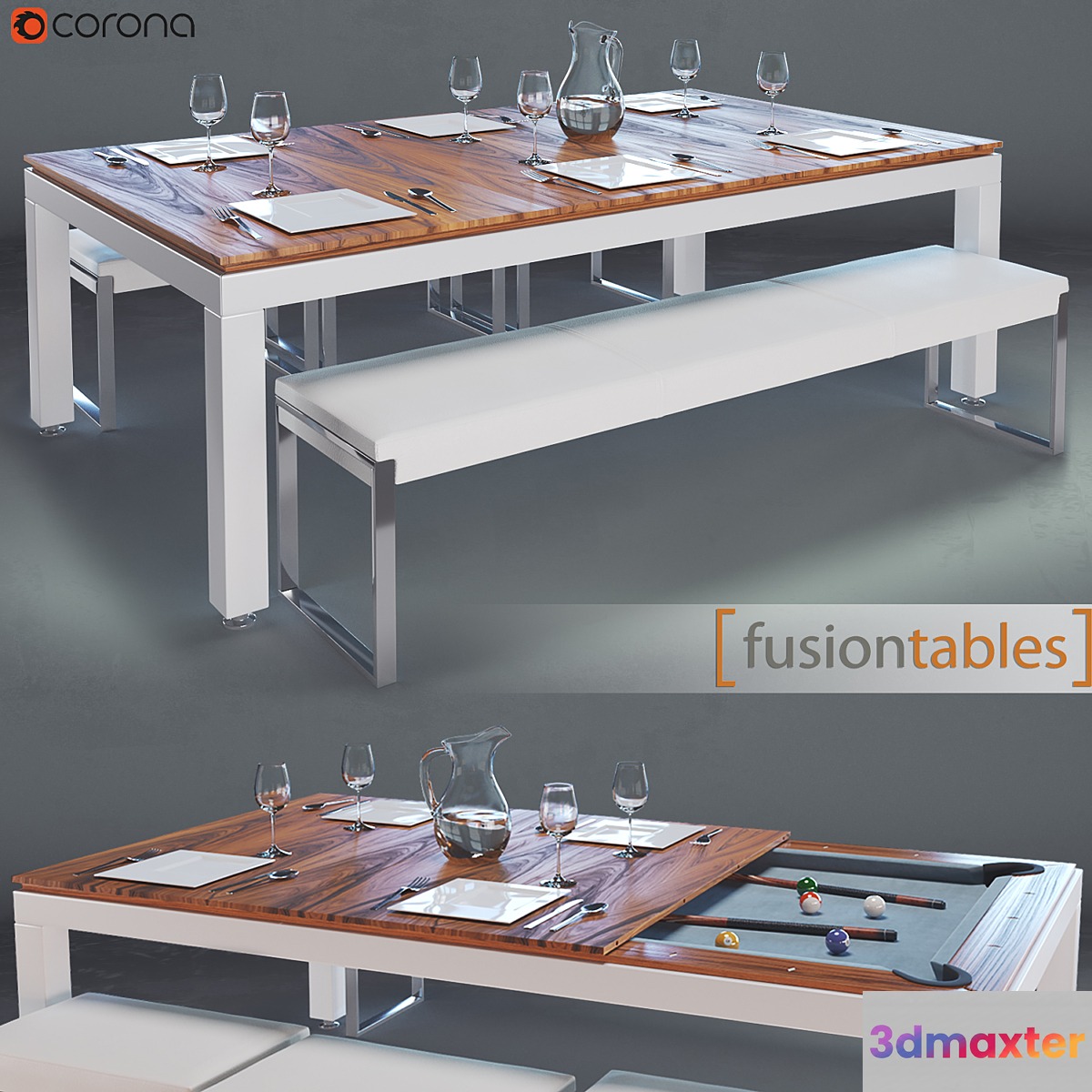 FUSIONTABLES METAL LINE Dining pools 3D Max
