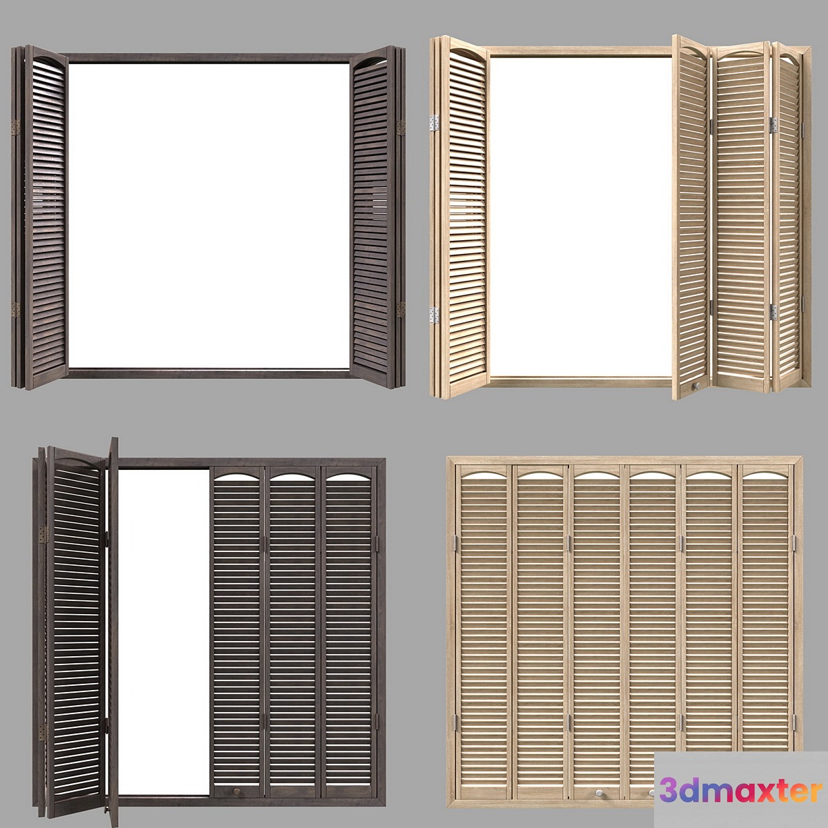 Decorative window shutters with animation 3D Max