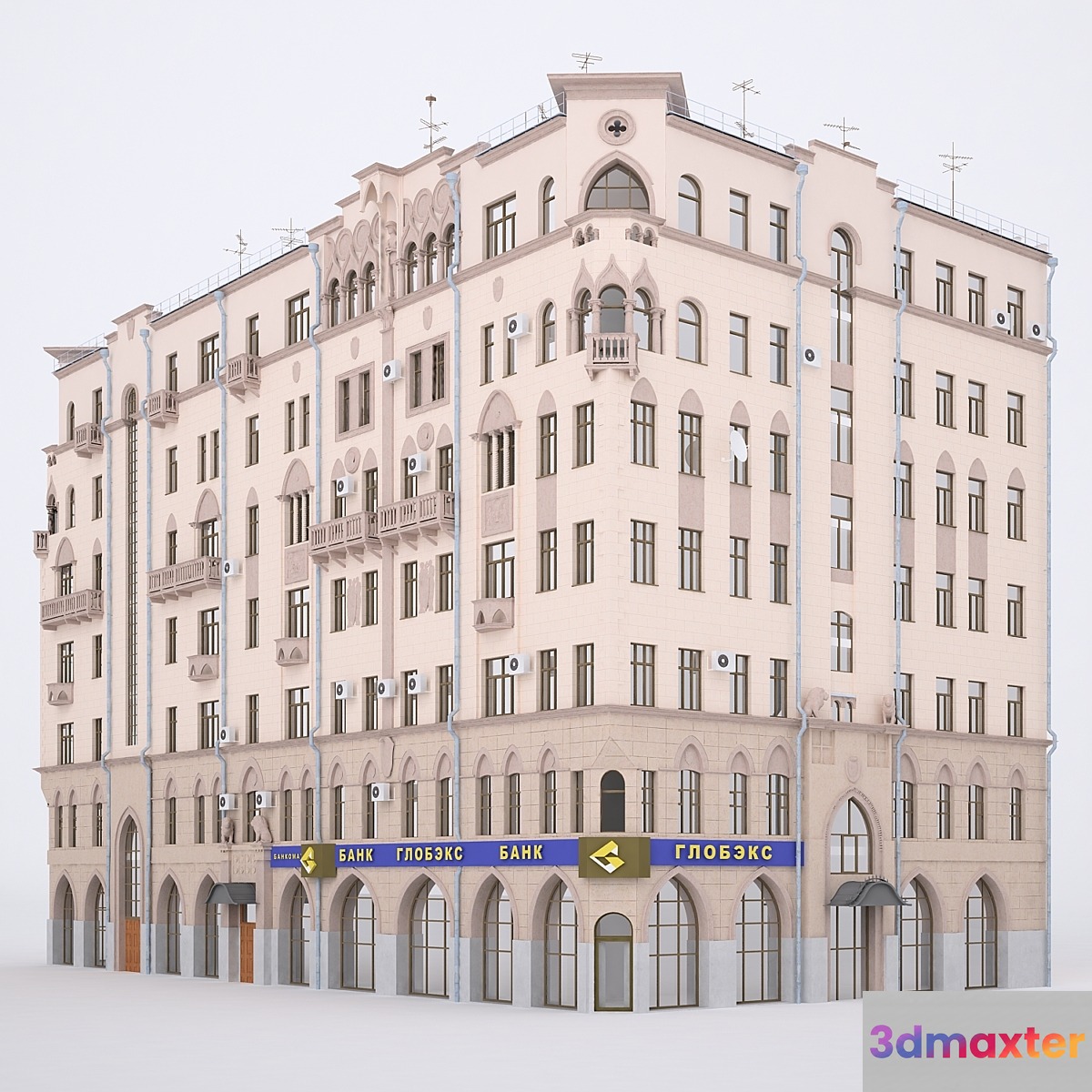 The building of Moscow Street. Gardening Samotёchnaya-street 2_12 3D Max