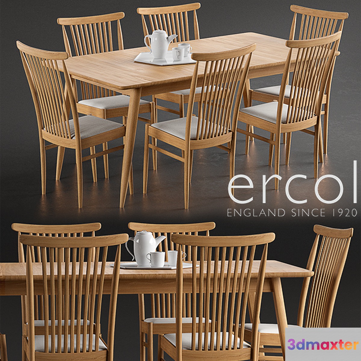 Ercol Teramo Medium Extending Dining Table Ercol Teramo Dining Chair 3D Max