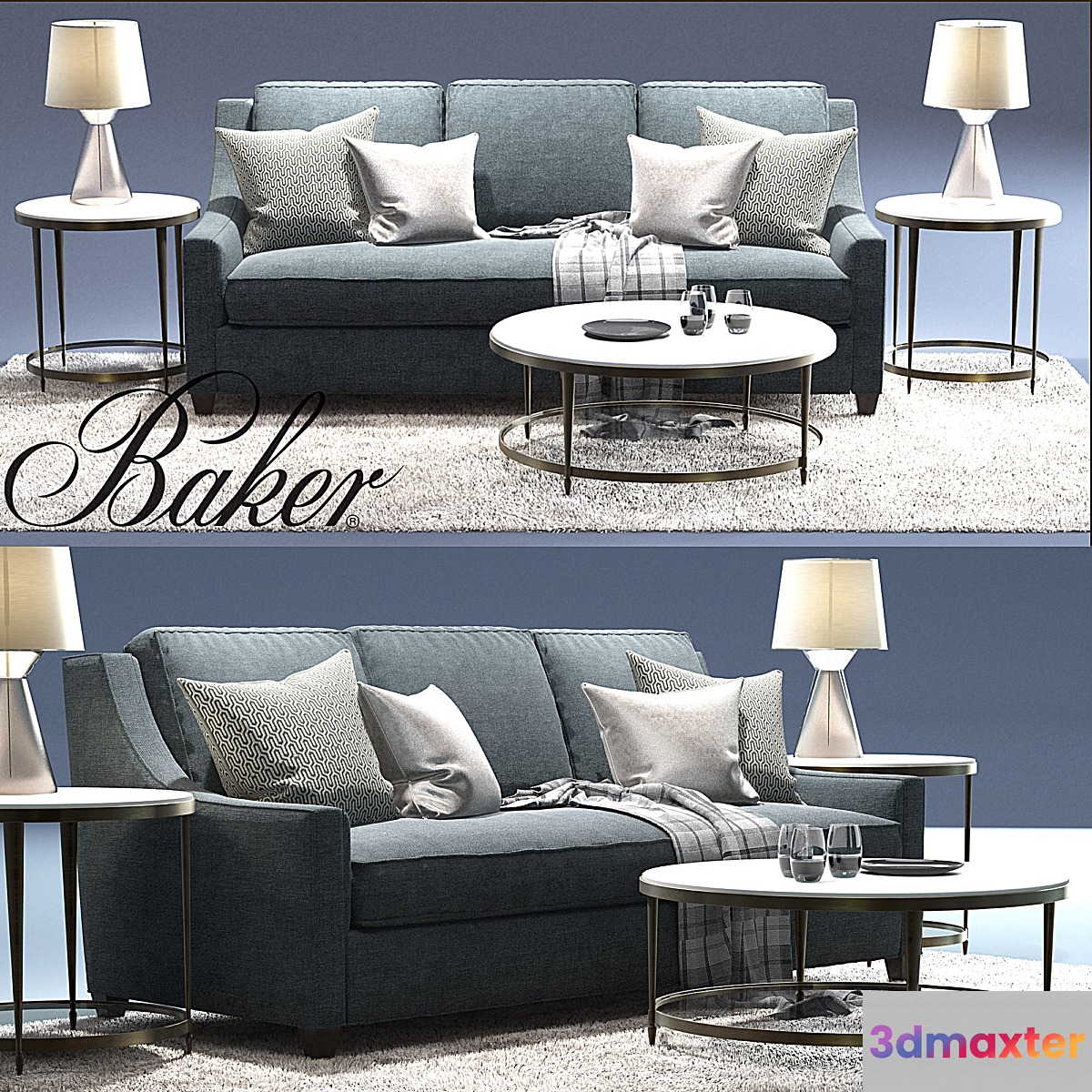 Malory Sofa_Baker_Oberon_Waistline Table Lamp_Oberon Cocktail Table 3D Max