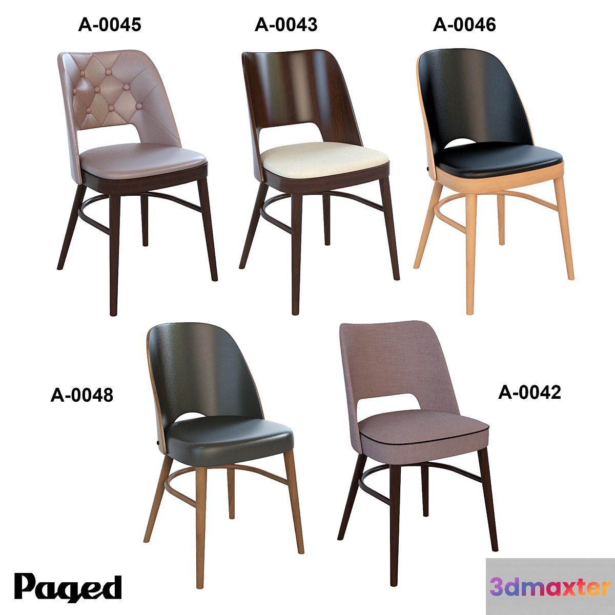 Paged chairs A-class 3D Max