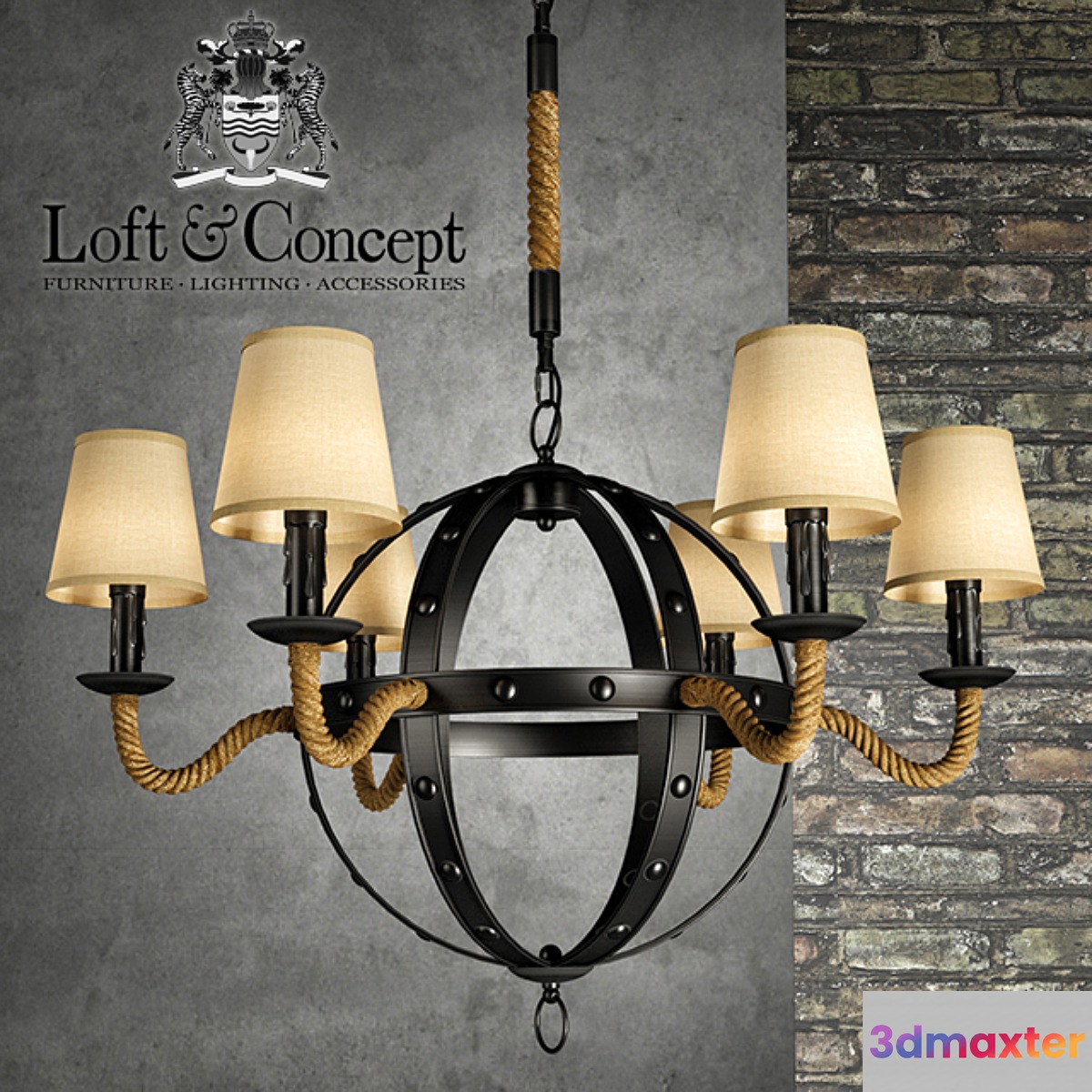 CHANDELIERS SPERE 2 LOFT ROPE LIGHT 3D Max