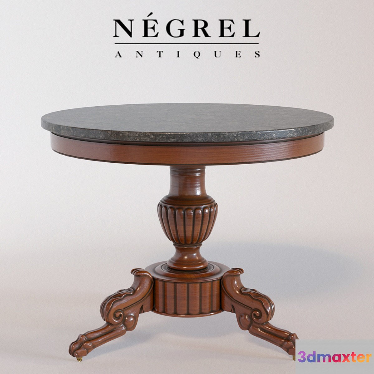 French Napoleon III Marble-Top Pedestal Table 3D Max