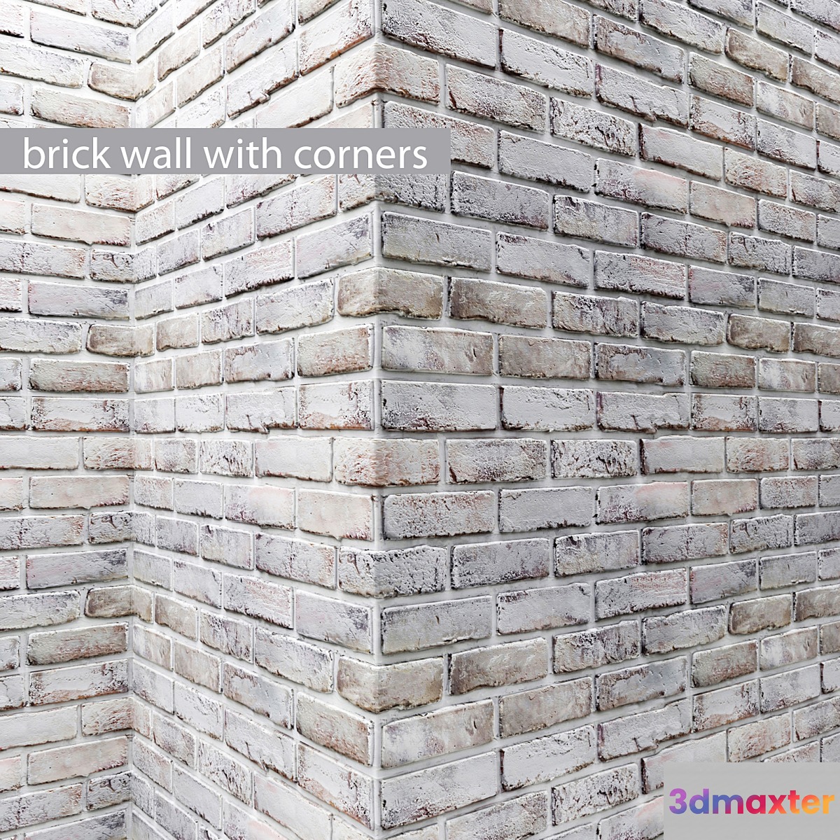 Brick wall with corners Masonry brick loft decorative panel wall corner whitewashed brick white