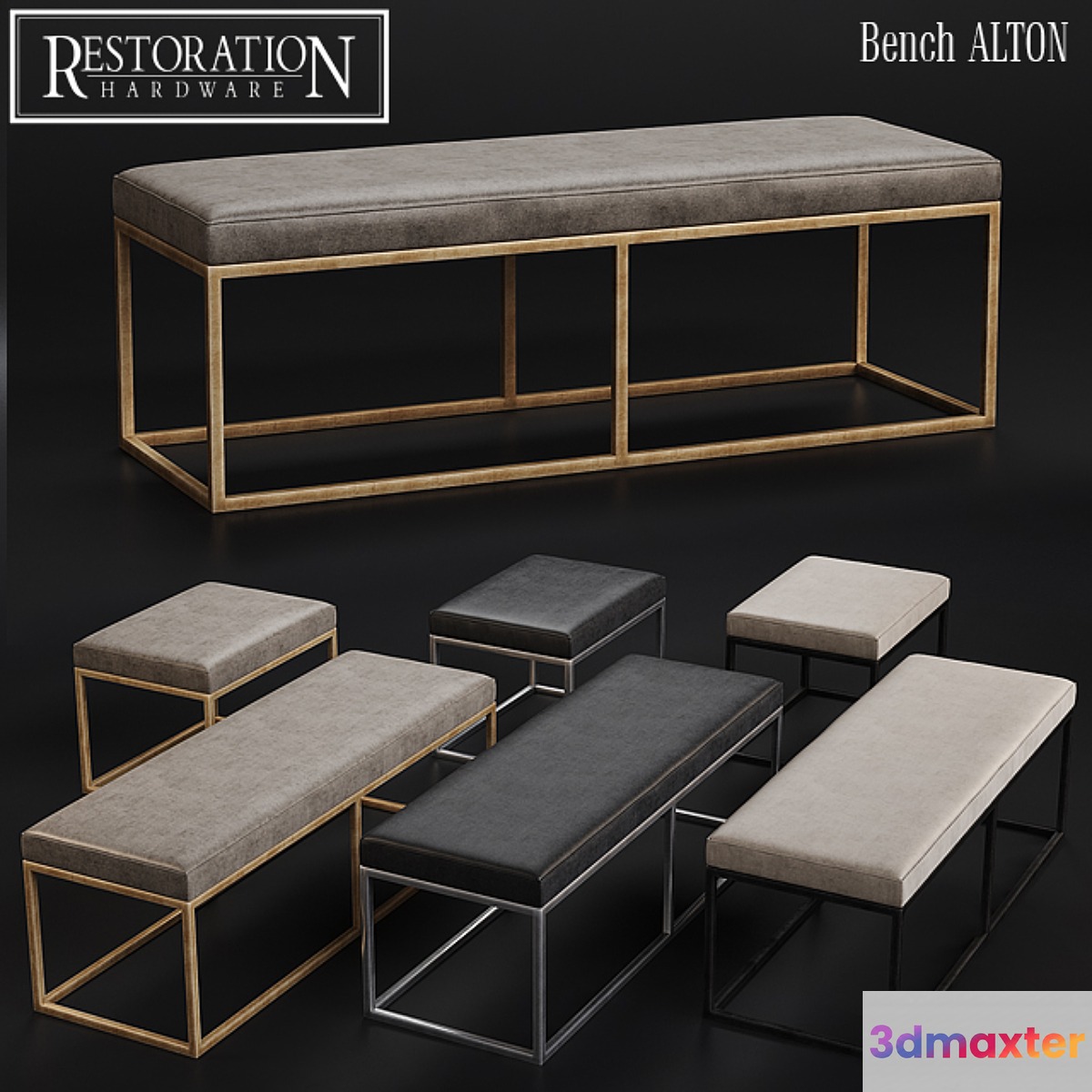 RH Modern Alton Leather Bench - No.2