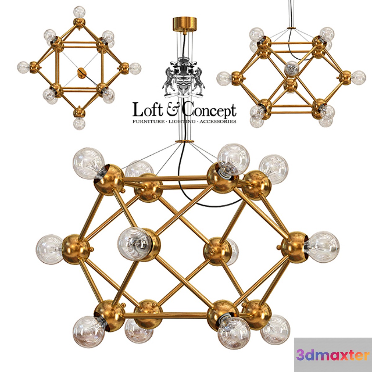 Molecule Gold Chandelier 12