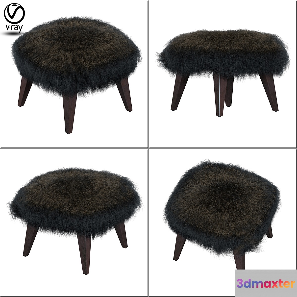 OTTO TIBETAN FUR CUBE OTTOMAN 3D Max