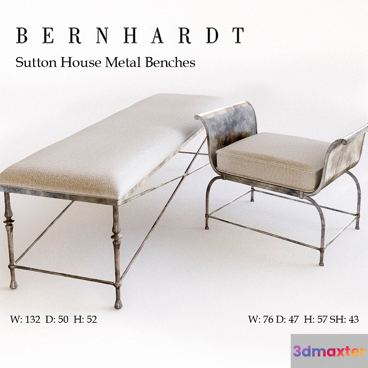 Sutton House Metal Bench 3D Max
